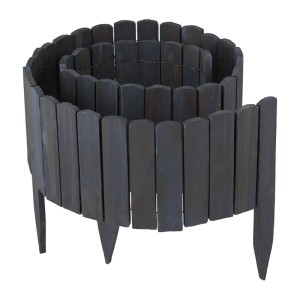 Relaxdays Beeteinfassung Tannenholz Anthrazit Flexibel 200 cm x 25/35/40 cm