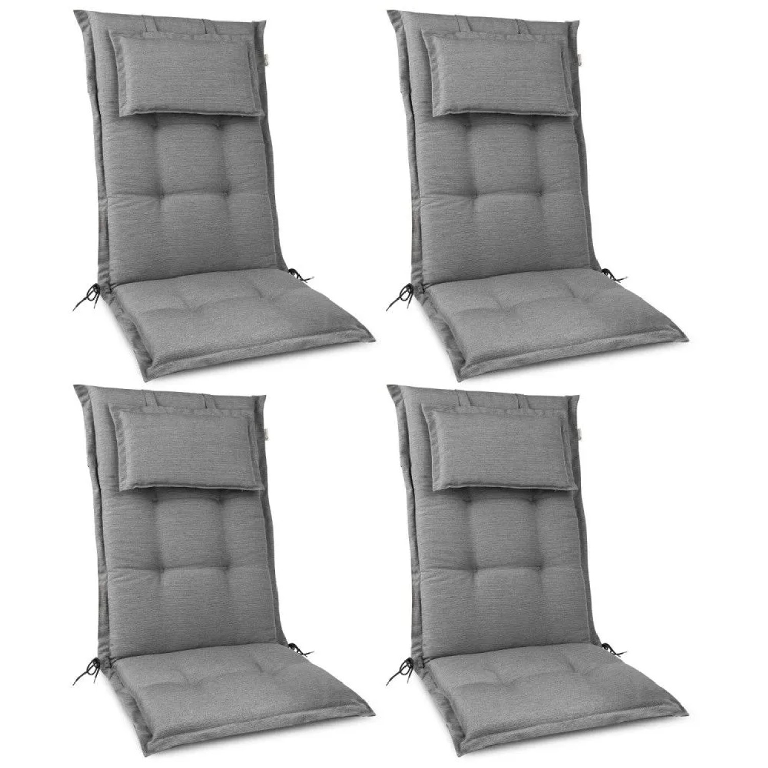 Beautissu HighLux HL Hochlehner 120x52x7cm Hellgrau 4tlg