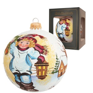 Krebs Glas Lauscha Weihnachtskugel Junge mit Laterne Mehrfarbig 10cm