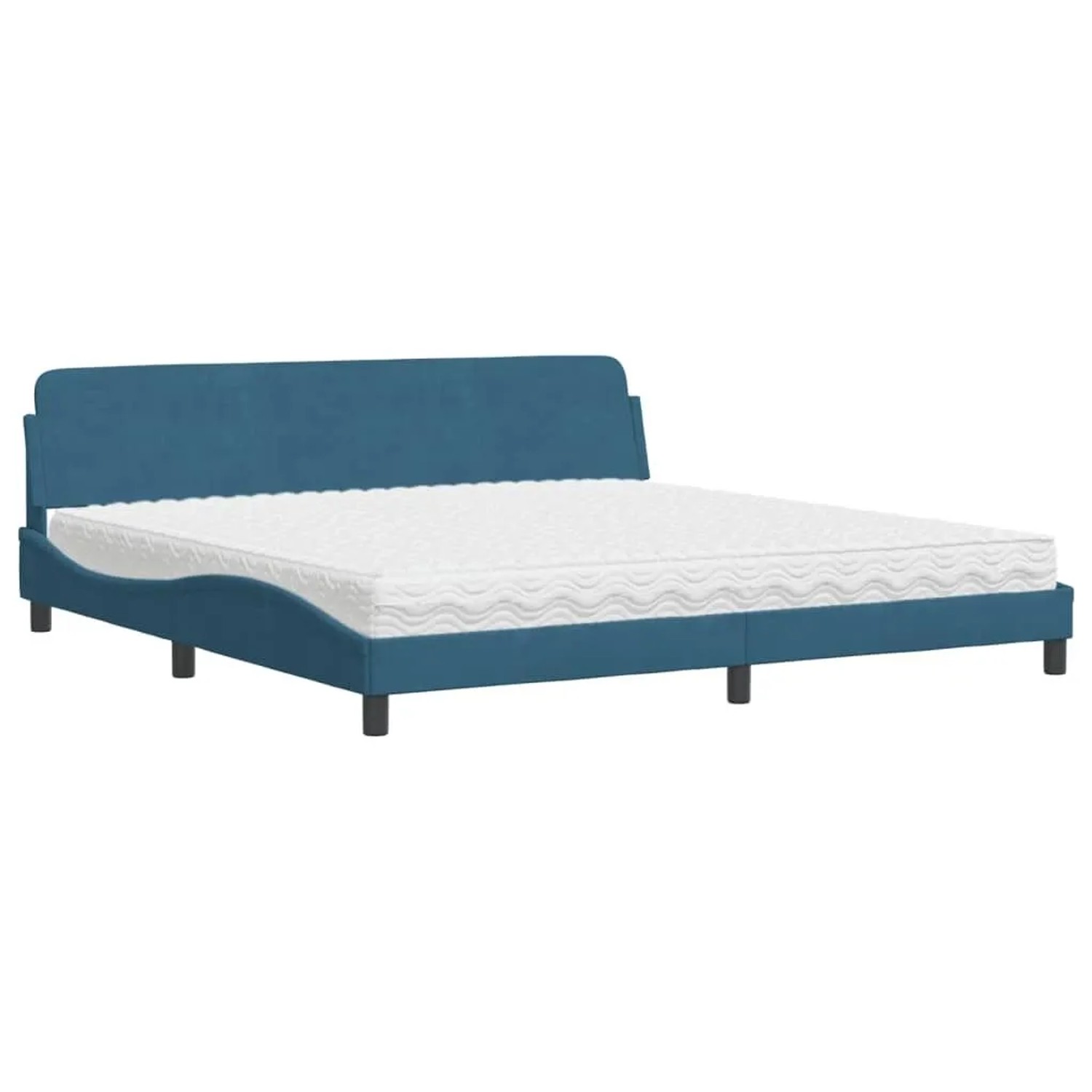 vidaXL Bett mit Matratze Blau 200x200 cm Samt 3208475
