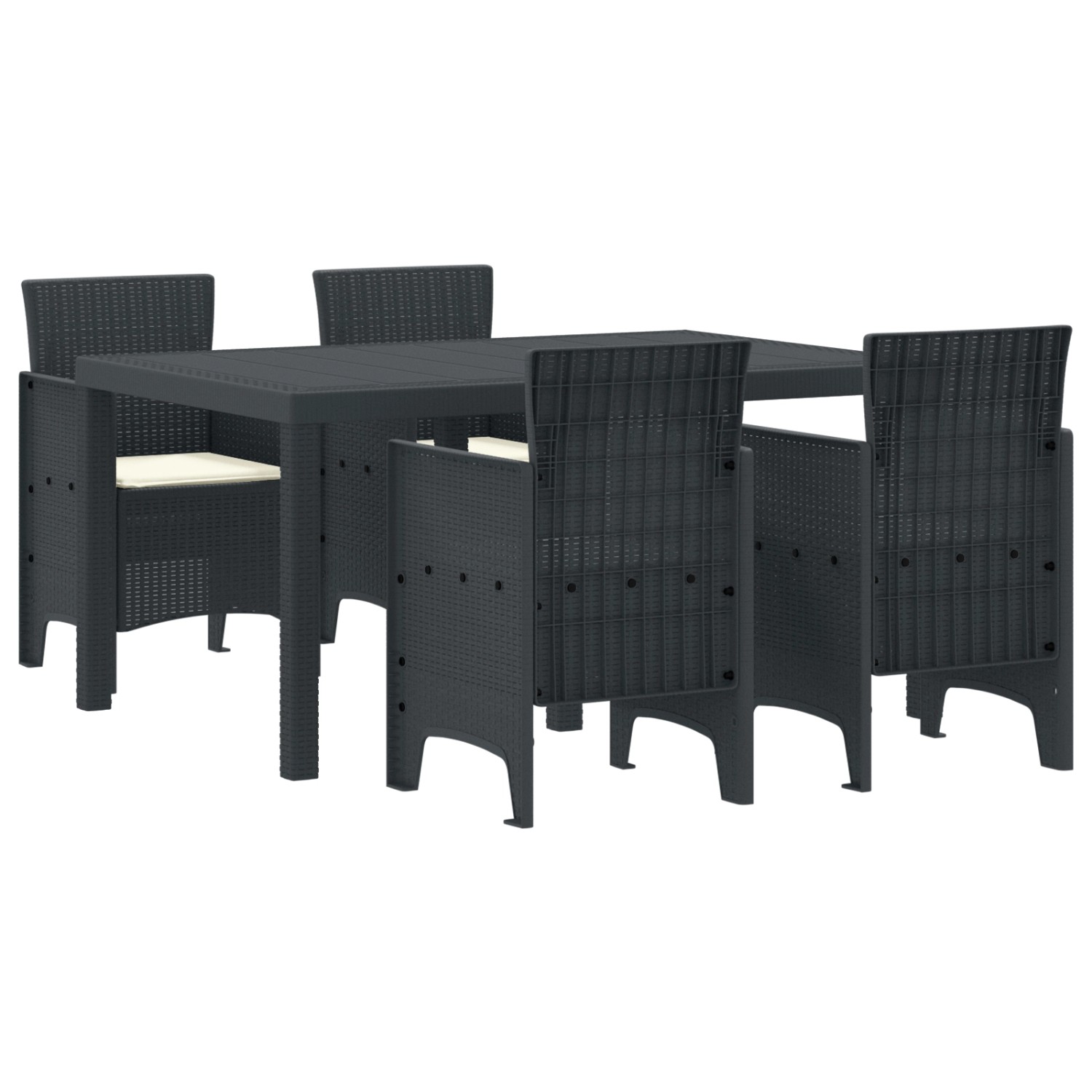 vidaXL 5-Teiliges Garten Essset mit Kissen Anthrazit Poly Rattan 3378696 günstig online kaufen