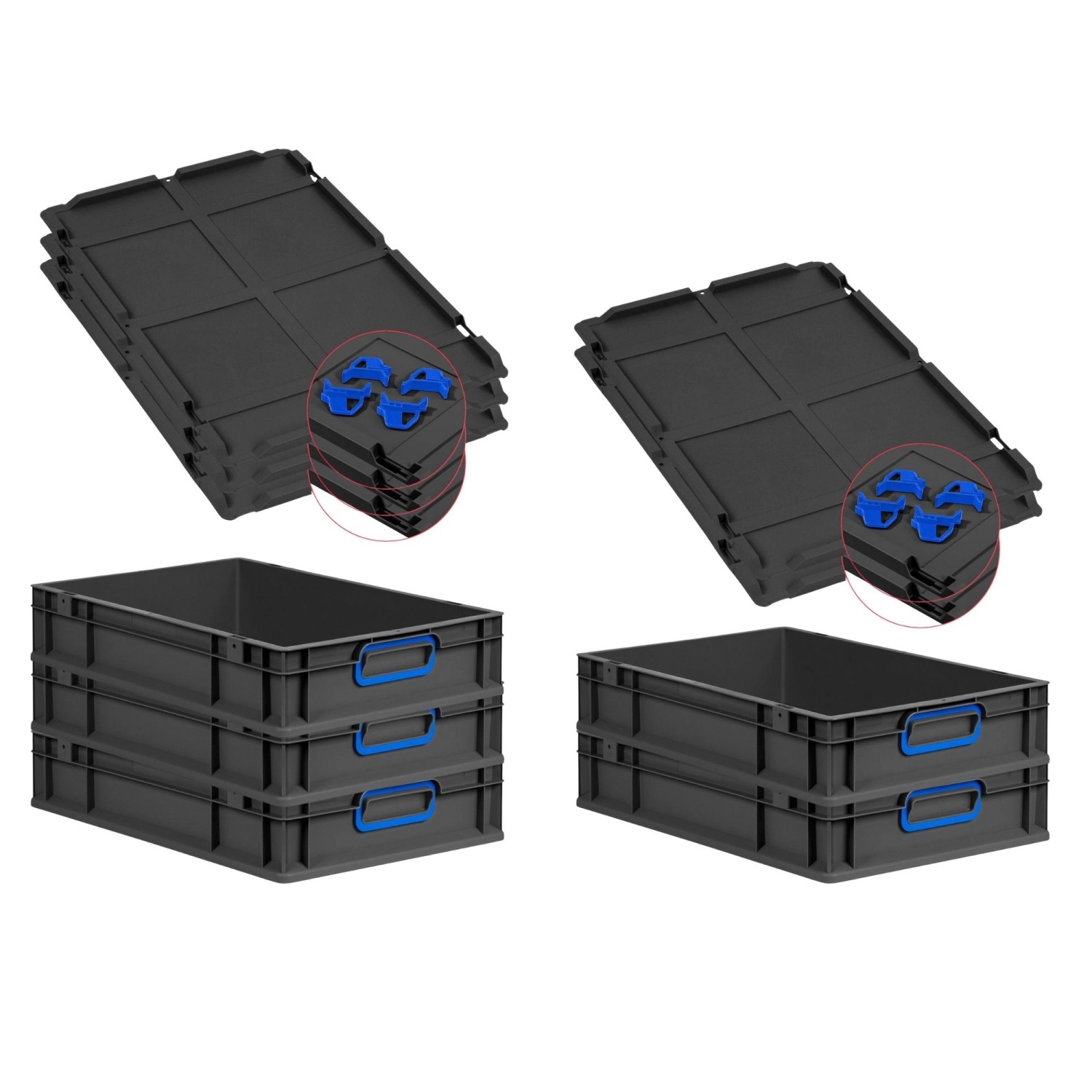 PROREGAL SparSet 5x Eurobox Nextgen Color Mit Auflagedeckel HxBxT 12x40x60c günstig online kaufen