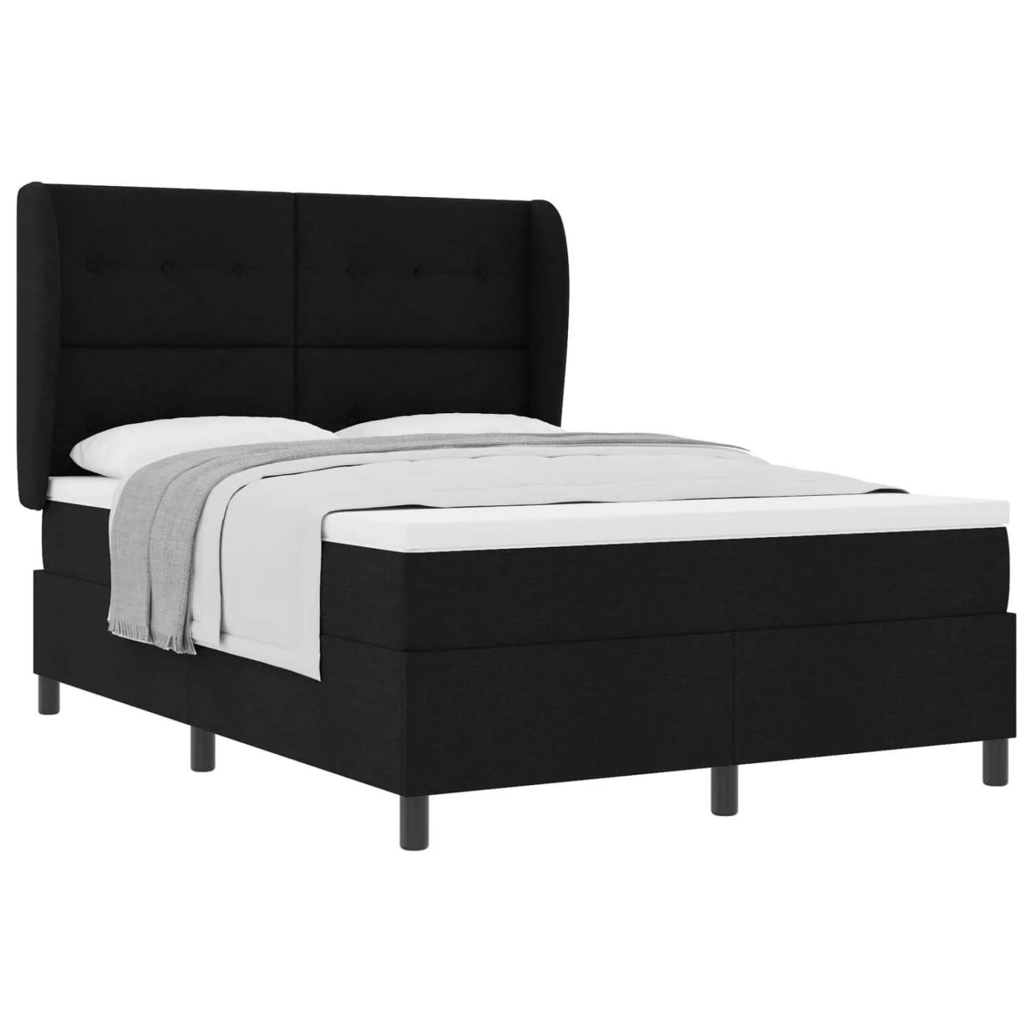 vidaXL Boxspringbett mit Matratze Schwarz 140 x 200 cm Stoff 3340566