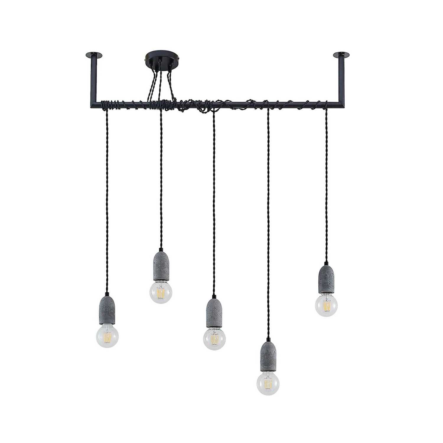 Lindby Beton Pendelleuchte Doravio 9639578 Vintage Industriell in Schwarz a günstig online kaufen