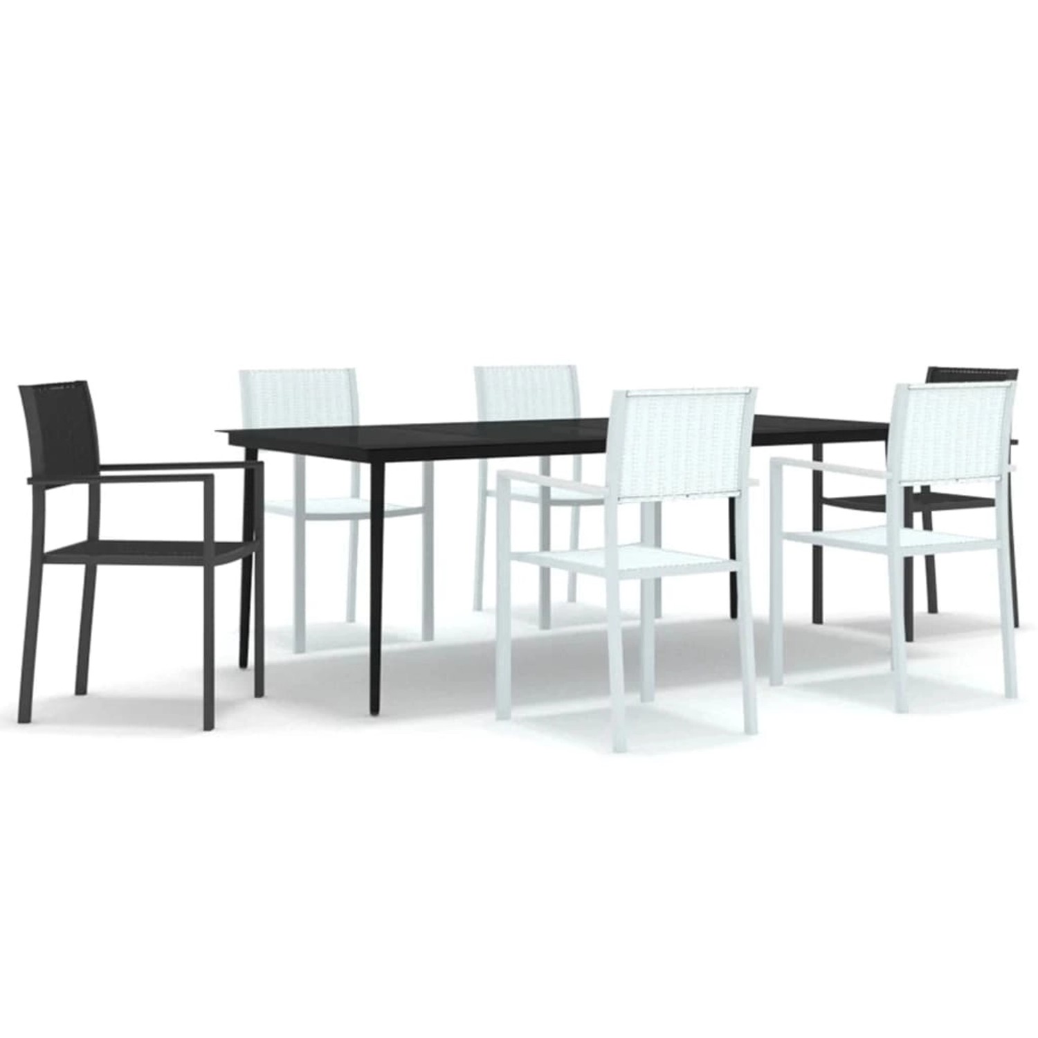 vidaXL 7-Tlg Garten-Essgruppe Schwarz und Weiß 3099279