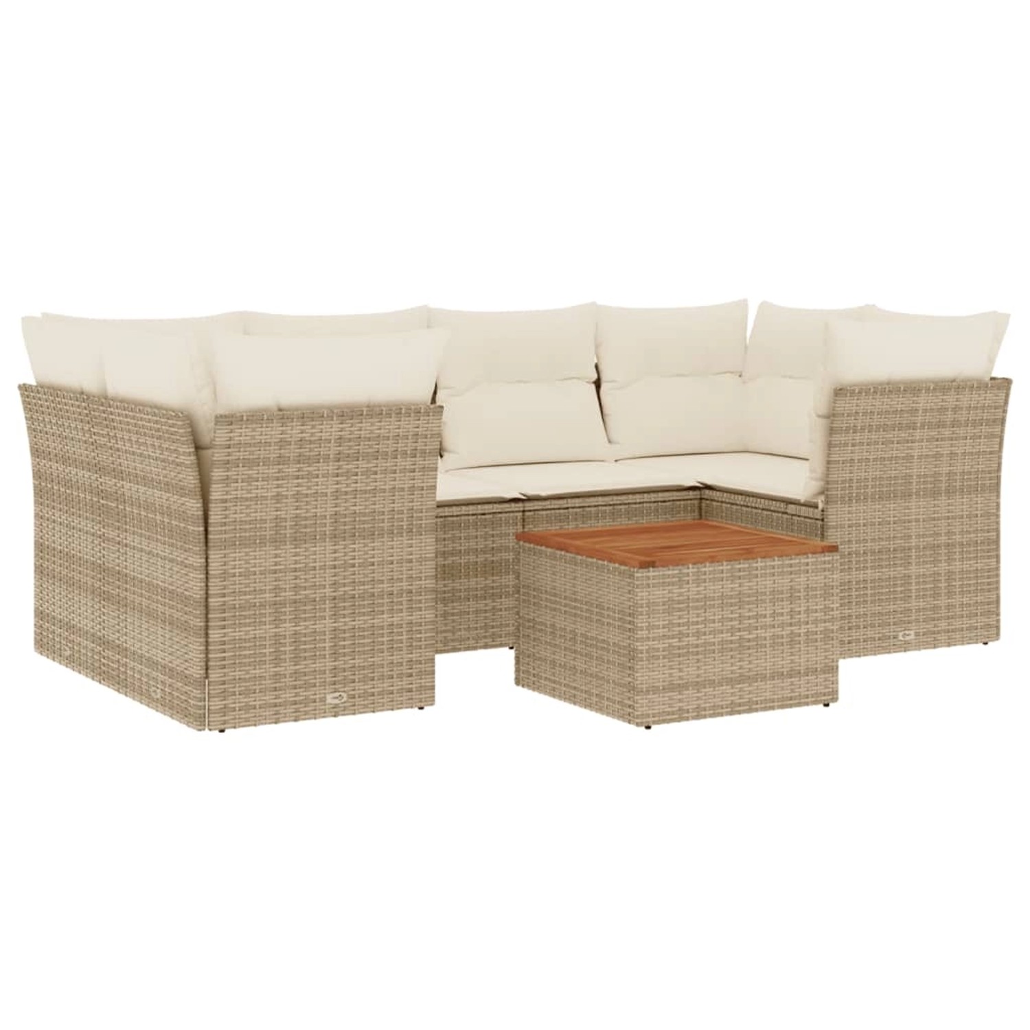 vidaXL 7-Tlg Garten-Sofagarnitur mit Kissen Beige Poly Rattan 3255827 günstig online kaufen