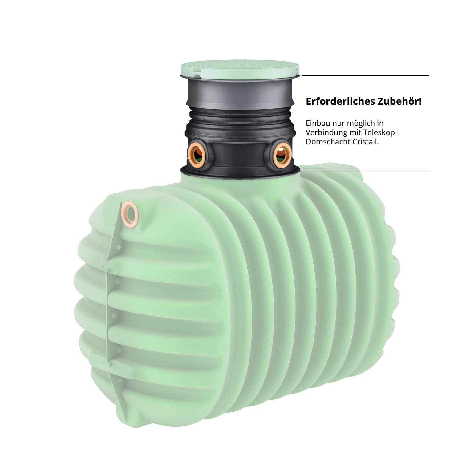 Garantia Erdtank Cristall Proline 1600 L mit Tankabdeckung, grüne Zisterne für Gartenbewässerung.
