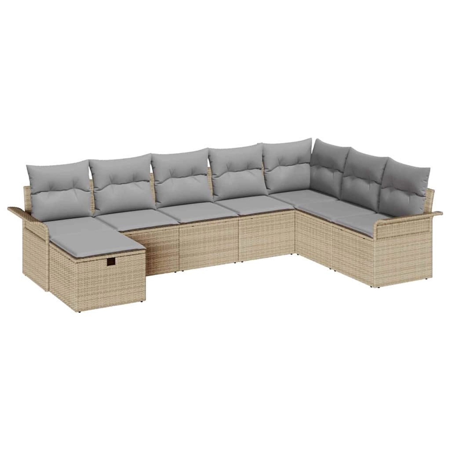 vidaXL Garten-Sofa-Set mit Kissen mit Speicher 8-Tlg Beige Poly Rattan 3360 günstig online kaufen