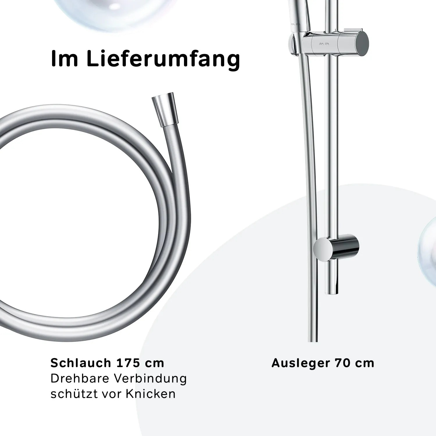AM.PM Duschset Hit: Brausegarnitur mit Handbrause, Duschsäule und Schlauch, Chrom.