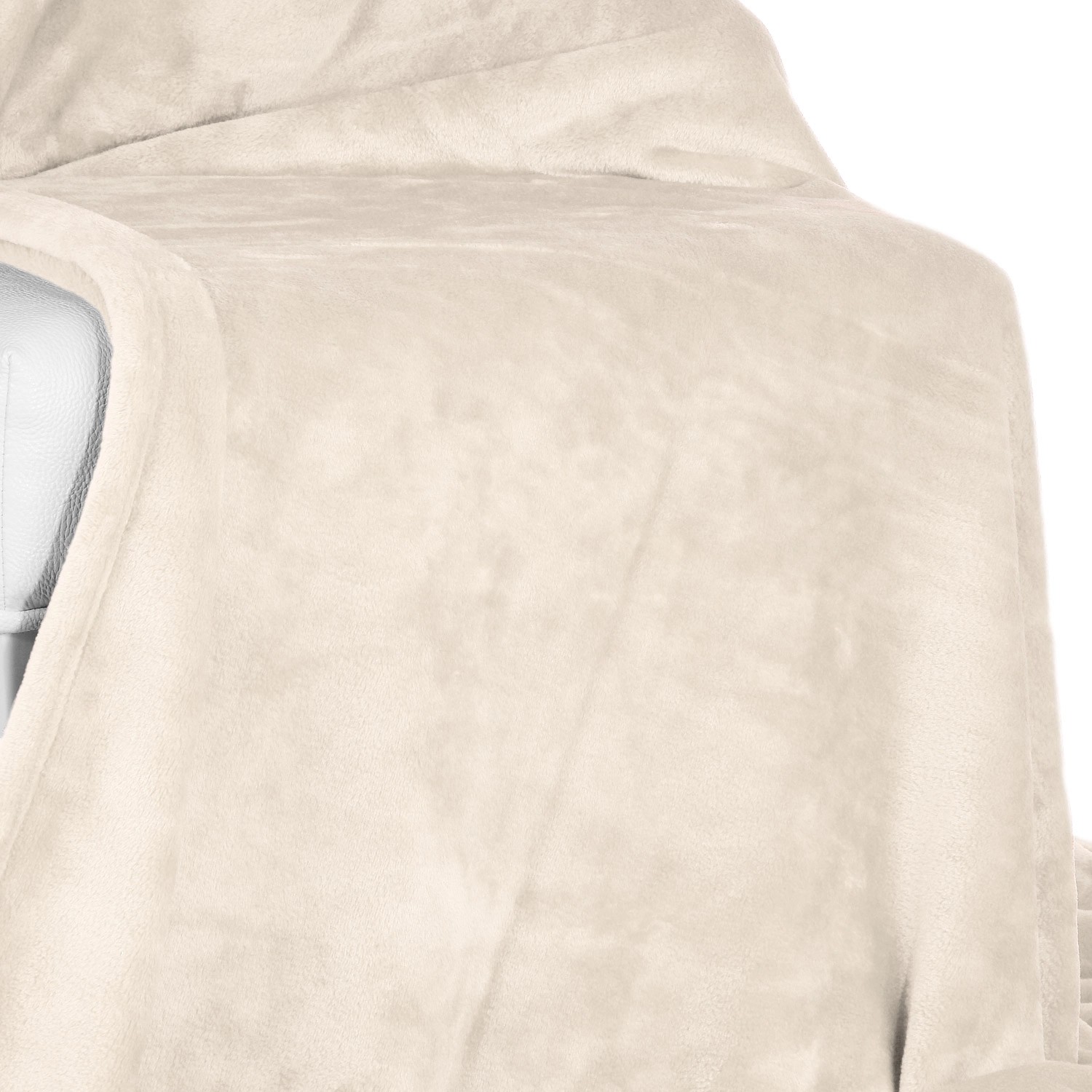 Beautissu Aurelia Decke 150x200cm in Natur, flauschige Wohndecke aus Mikrofaser.