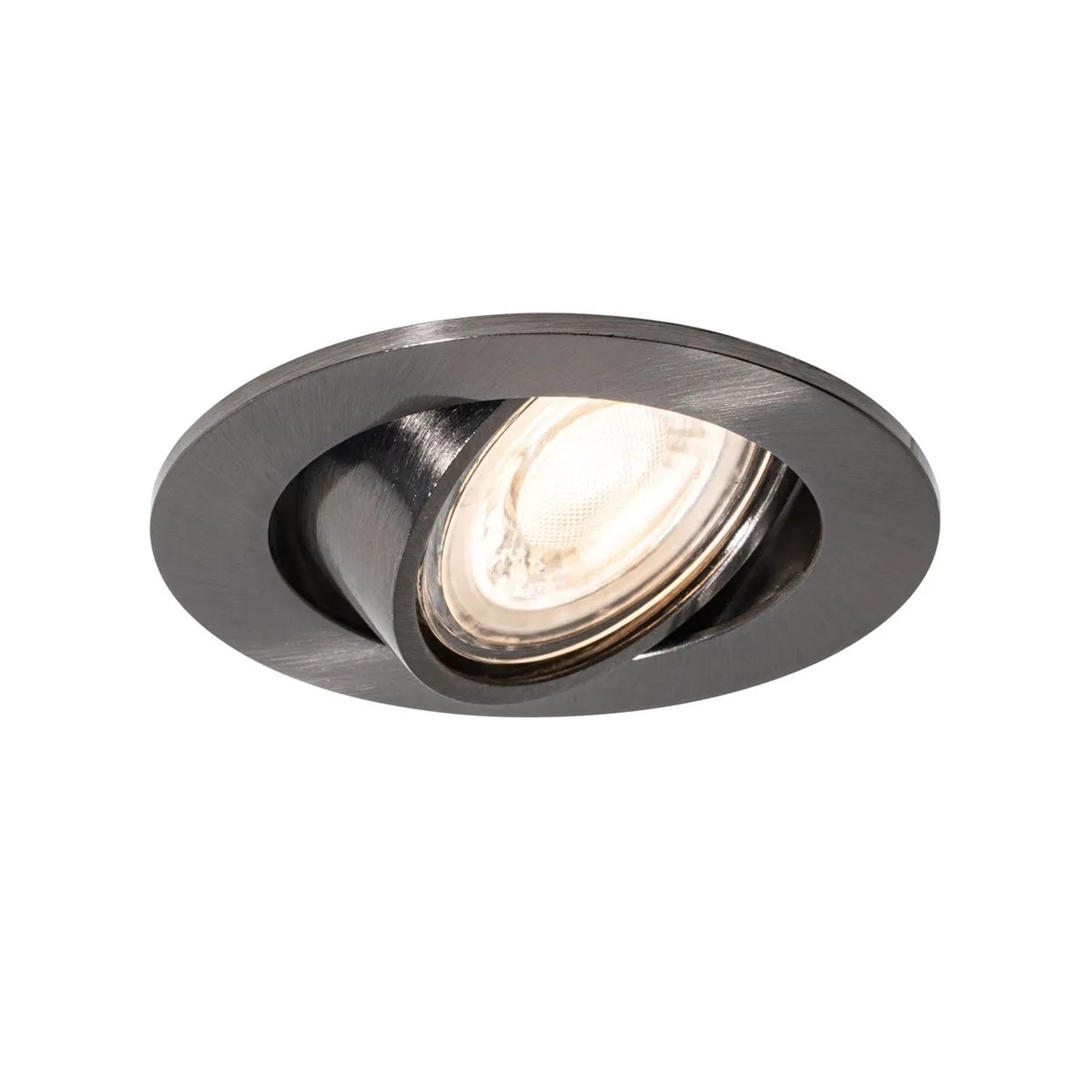 Qazqa Moderner Einbaustrahler Gunmetal GU10 50 Mm Rund Schwenkbar Cisco
