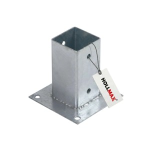 HOLLMAX Aufschraubhülse, verzinkt, silber, für 71mm Vierkantpfosten. Robuster Pfostenträger aus Stahl.
