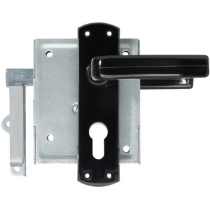 Abus Aufschraubschloss ASS HF PZ B/SB, verzinkter Schlosskörper mit schwarzem Griff für Gartentore.