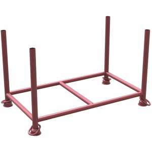 Schake Stapelpalette, 1,3x0,7x0,7m, braun lackiert, für Baugeräte und Lagertechnik.