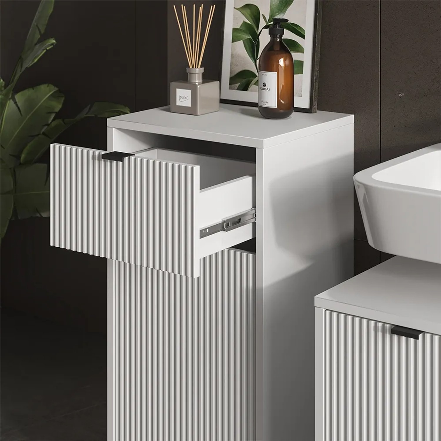 Vicco Midischrank Bianco Grau 56x87x29 Cm – Stylisher Badezimmerschrank Mit Viel Stauraum