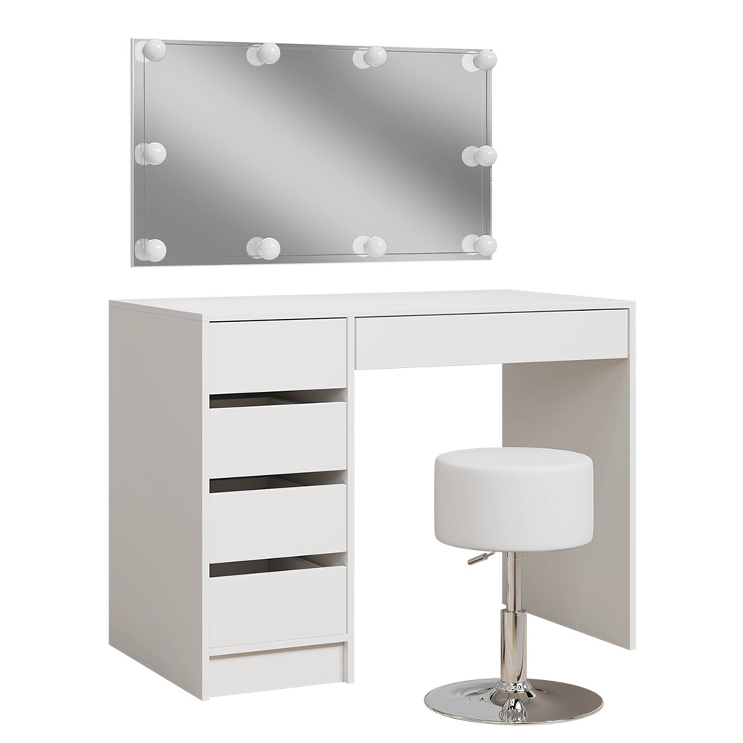 Vicco Schminktisch Thalia Weiß 100 cm mit LED Beleuchtung und Hocker günstig online kaufen