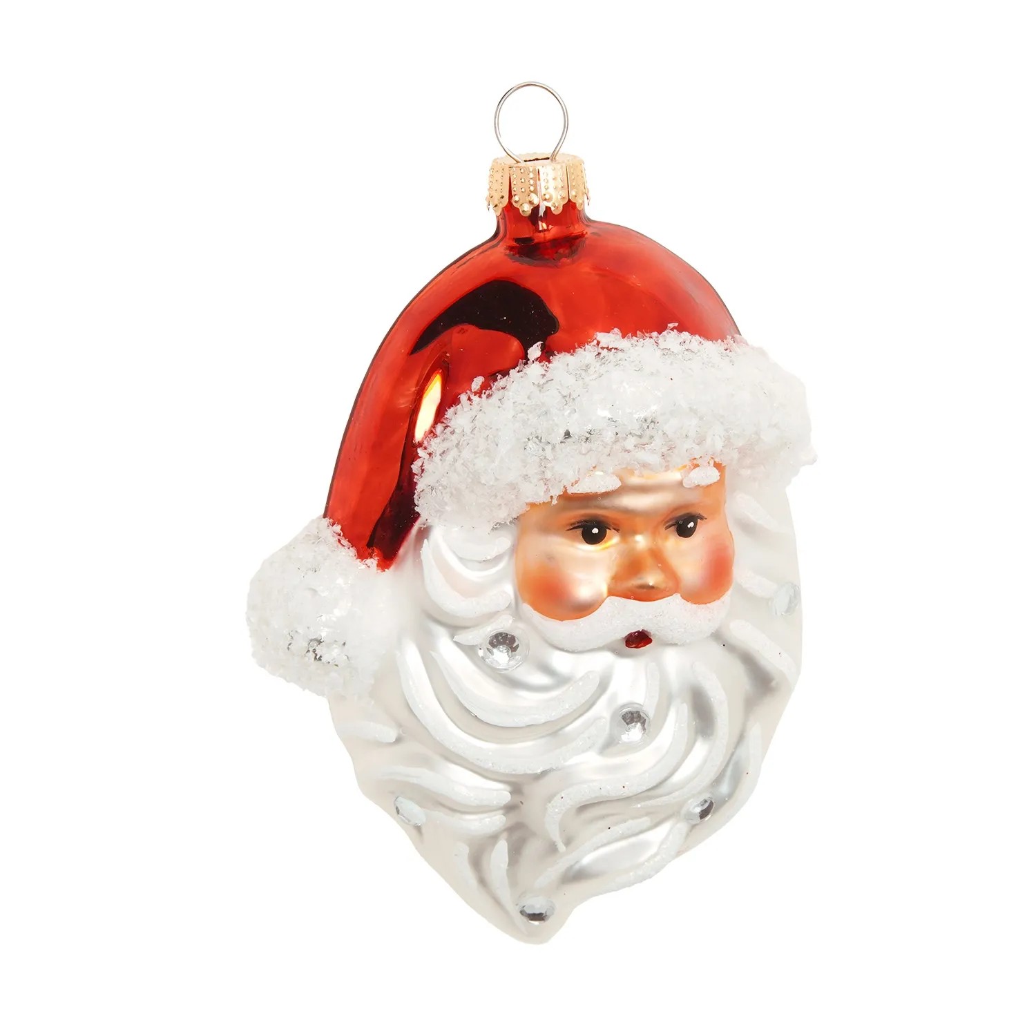 Krebs Glas Lauscha Baumschmuck Santa-Kopf Mehrfarbig 11cm