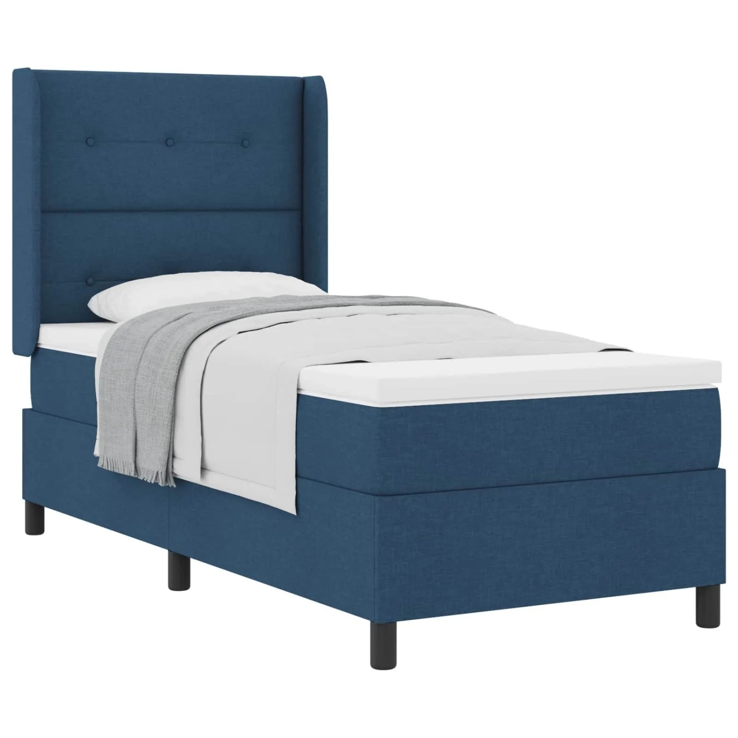 vidaXL Boxspringbett mit Matratze mit Kopfteil Blau 100 x 200 cm Stoff 3341636