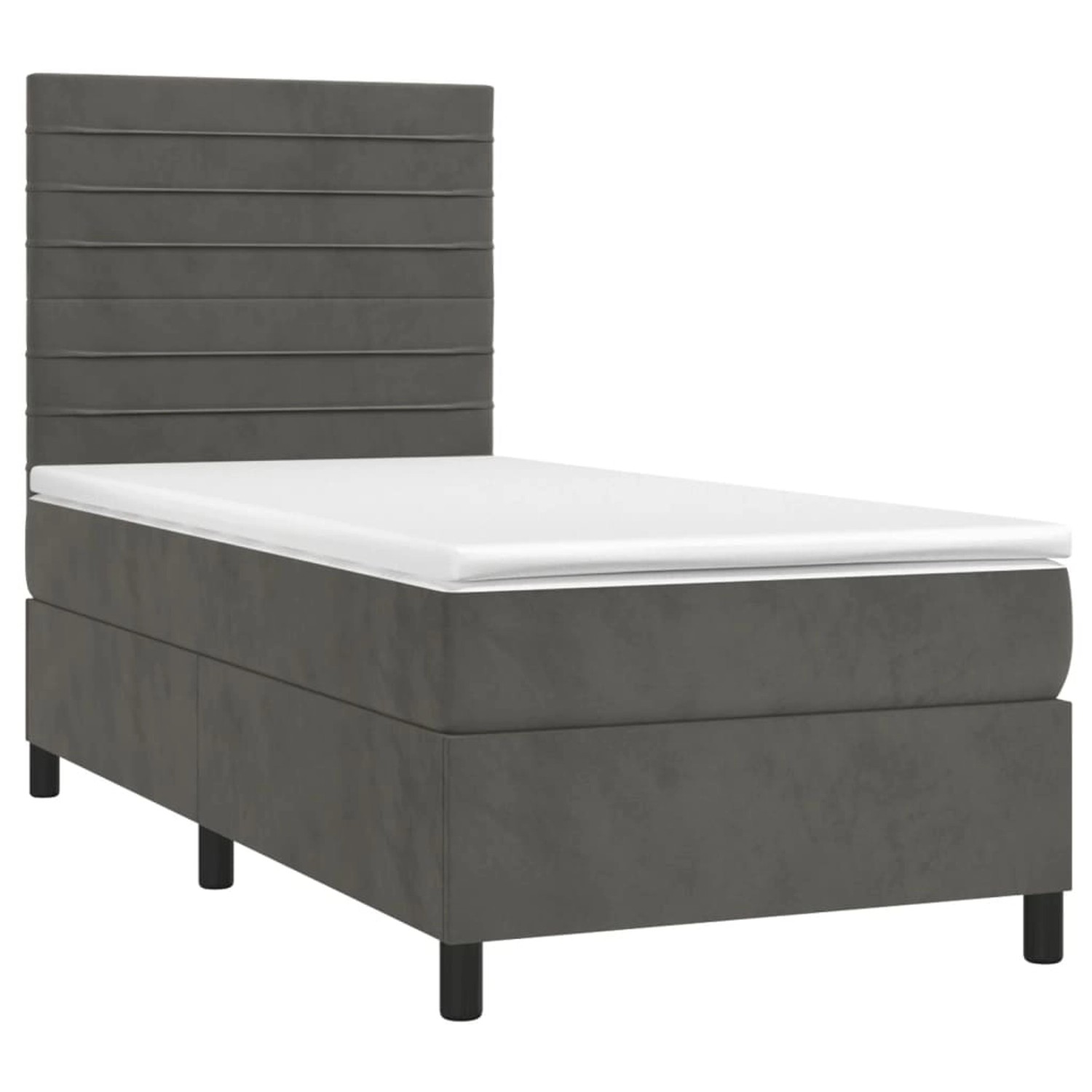 vidaXL Boxspringbett mit Matratze & LED Dunkelgrau 90x190 cm Samt 3136156 günstig online kaufen
