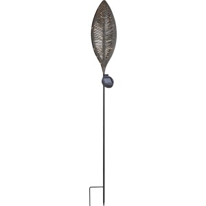 Solar Dekospieß Palmenblatt in Antikbronze für Garten & Beet.