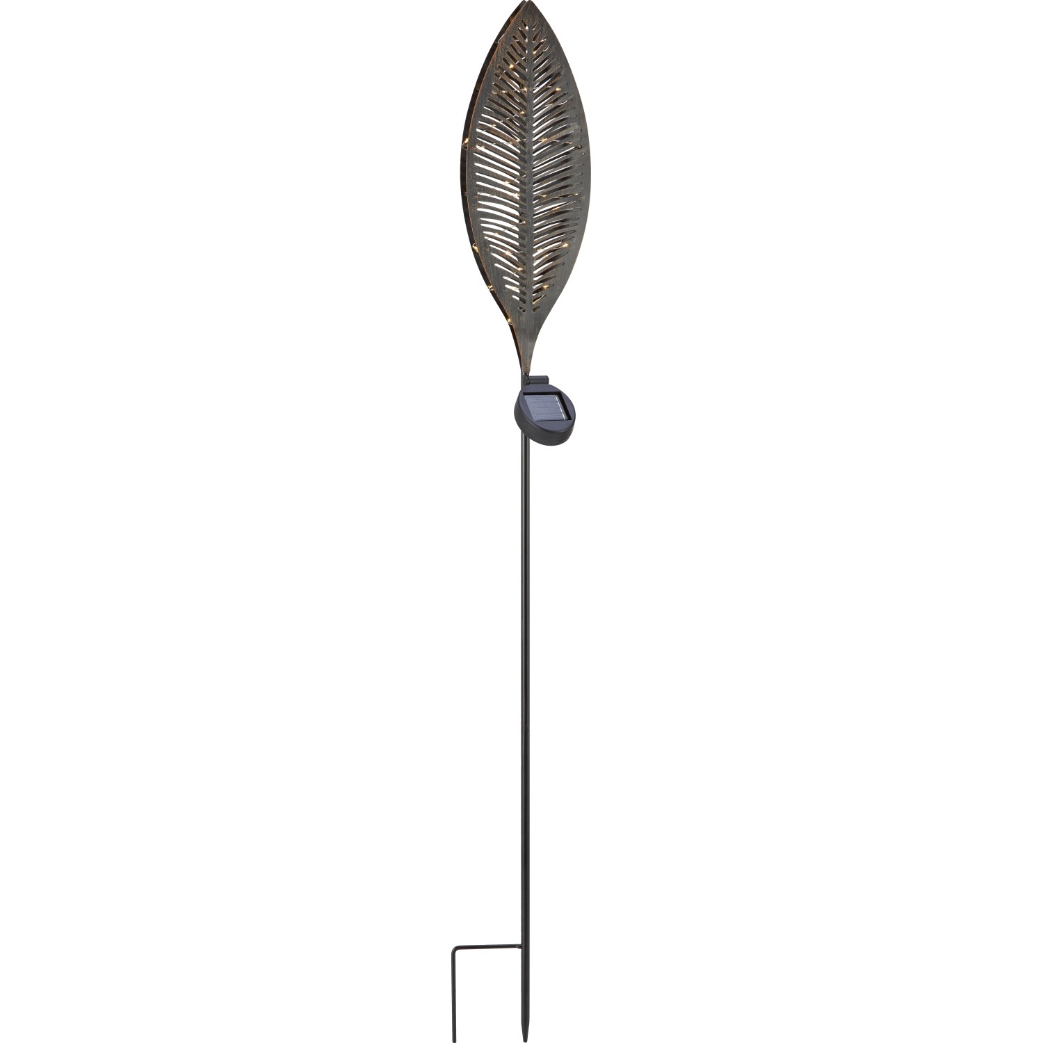 Solar Dekospieß Palmenblatt in Antikbronze für Garten & Beet.