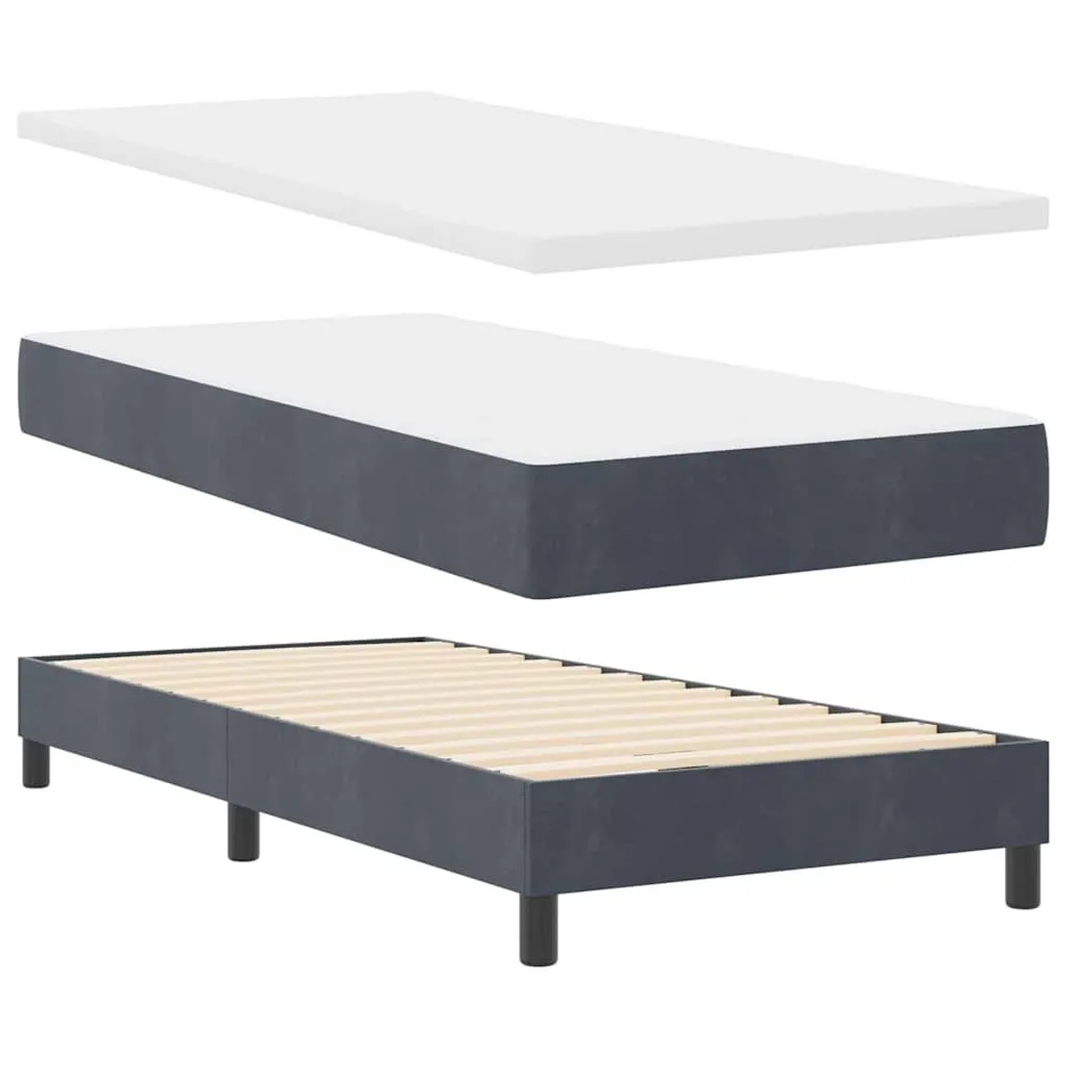vidaXL Boxspringbett mit Matratze Dunkelgrau 90 x 190 cm Samt 3340311 günstig online kaufen