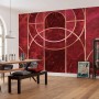 Komar Vlies Fototapete Pompeux, rote Marmoroptik mit goldenen Linien, 400x280 cm.