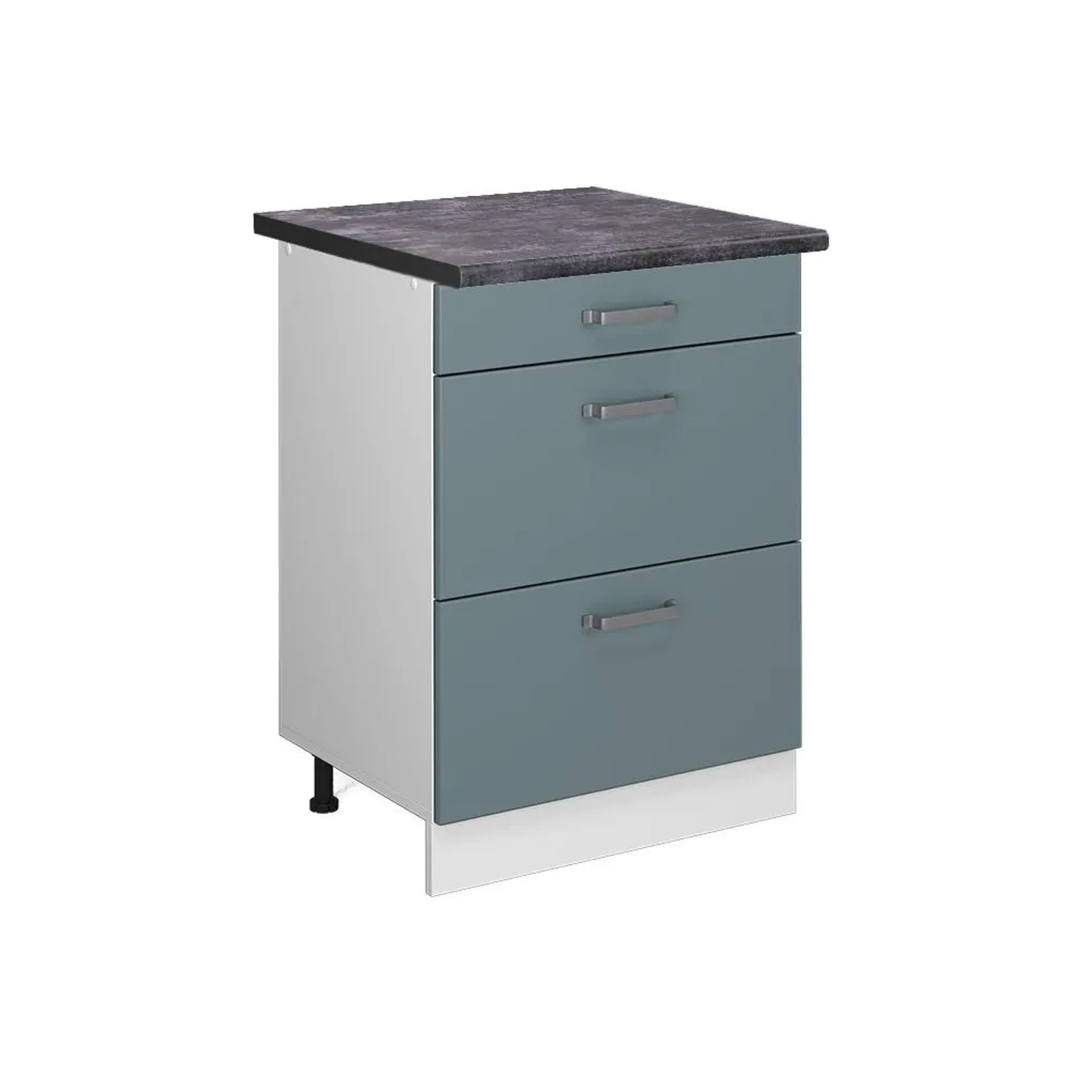 Vicco Küchenunterschrank R-Line Blau-Grau Weiß 60 cm mit Schubladen AP Anthrazit
