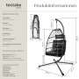 Tectake Hängesessel Mit Gestell Ariane Mit Extra Dickem Sitz  und Kopfkissen Stabil  Bodenschonend und Faltbar  107 x 98 x 202 cm Schwarz_6