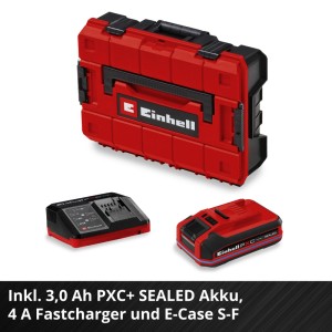 Einhell Akku-Schlagschrauber Set: Roter E-Case, 3.0 Ah PXC Akku, 4A Ladegerät.