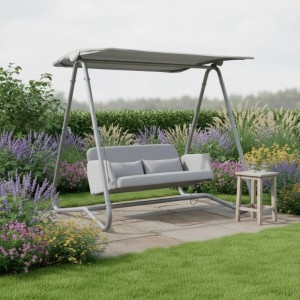 Bessagi Garden Hollywoodschaukel Ilva Blu Grau Outdoorstoff/Metall