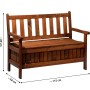 Gartenbank 2-Sitzer aus geöltem Kiefernholz mit Stauraum, braun, 89x115x58 cm, FSC®-zertifiziert.