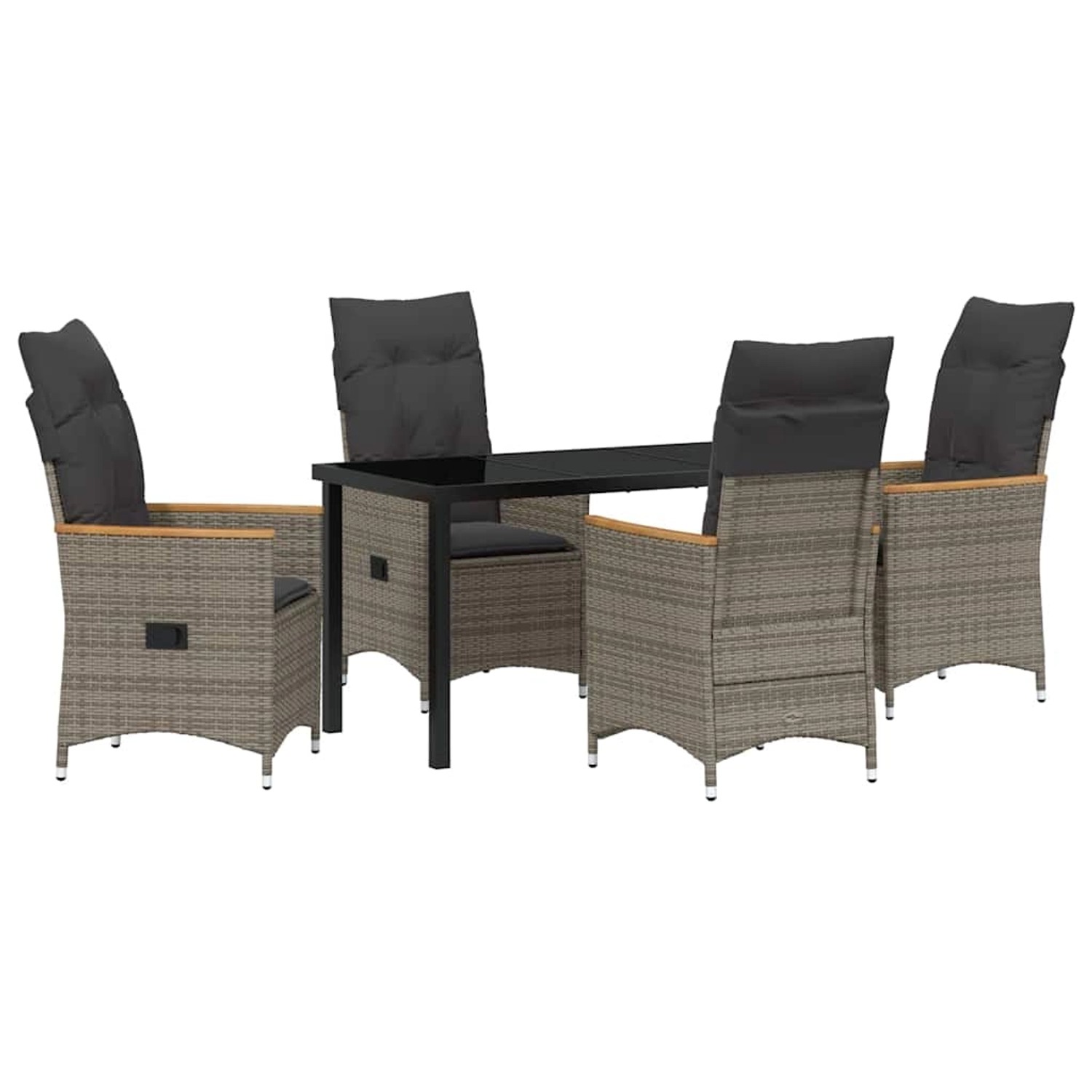 vidaXL Garten Essgruppe mit Kissen 5-Tlg Grau Poly Rattan 3379620 günstig online kaufen
