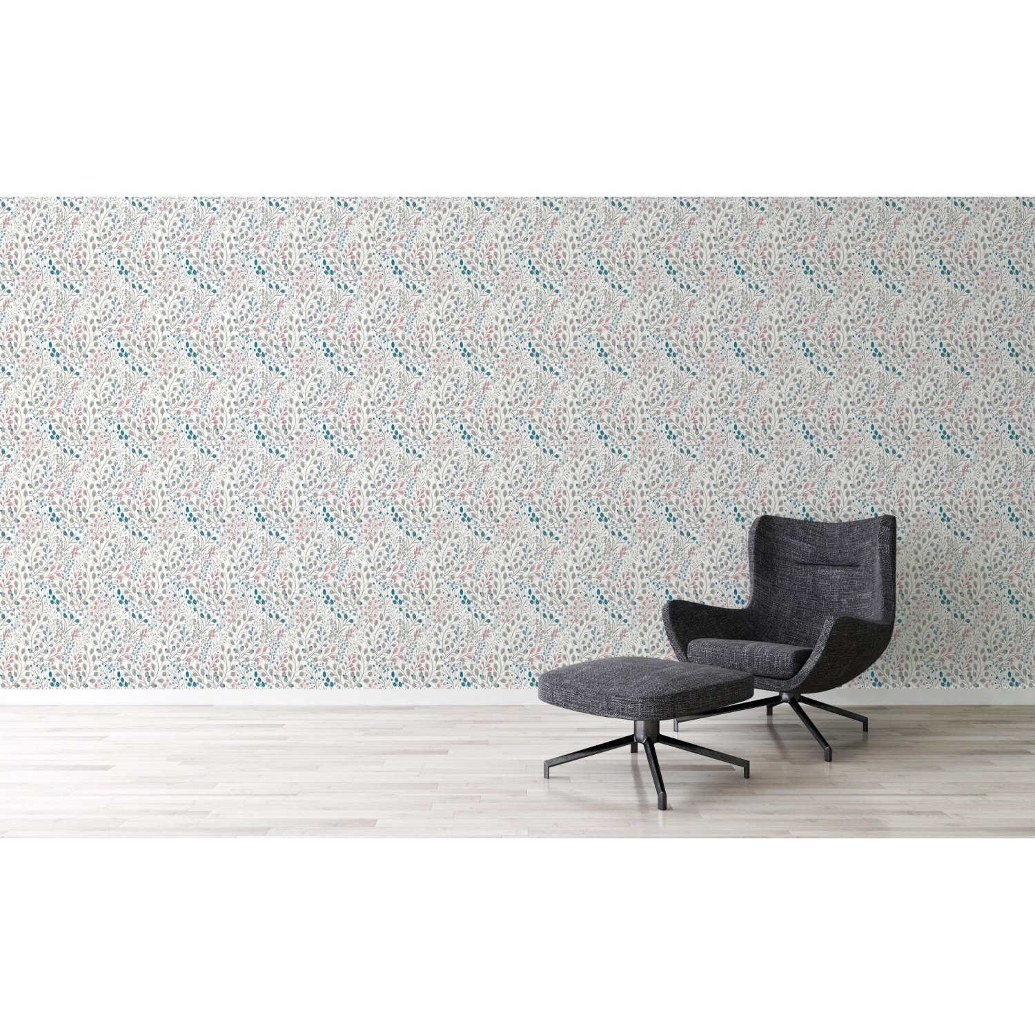 A.S. Création Vliestapete Blumenmuster in Weiß, Rosa und Grün. Dekorative Tapete mit floralem Design.