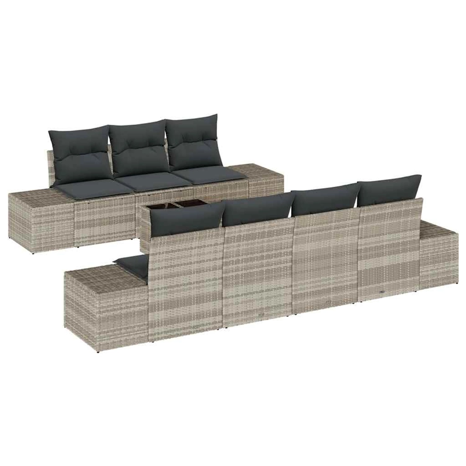 vidaXL Garten-Sofa-Set 8-Tlg Hellgrau Poly Rattan 3346972 günstig online kaufen