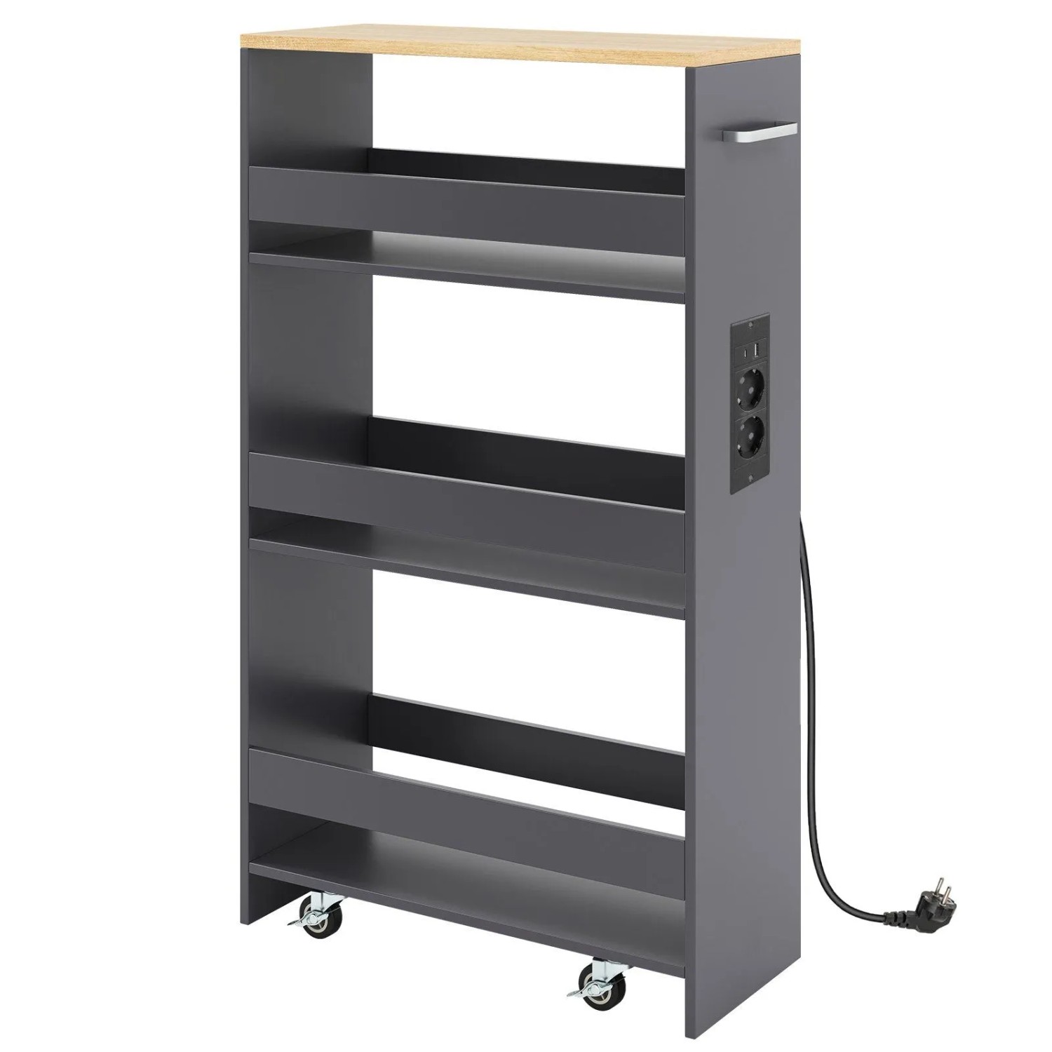 Costway Nischenwagen 20 cm Breit 4 Etagen Küchenwagen Grau