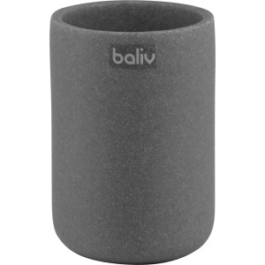 Sandgrauer Zahnputzbecher von baliv aus Kunststoff mit abgerundeten Kanten.