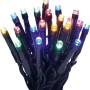LED-Lichterkette mit 80 bunten LEDs und grünem Kabel für Innen- und Außenbereich.