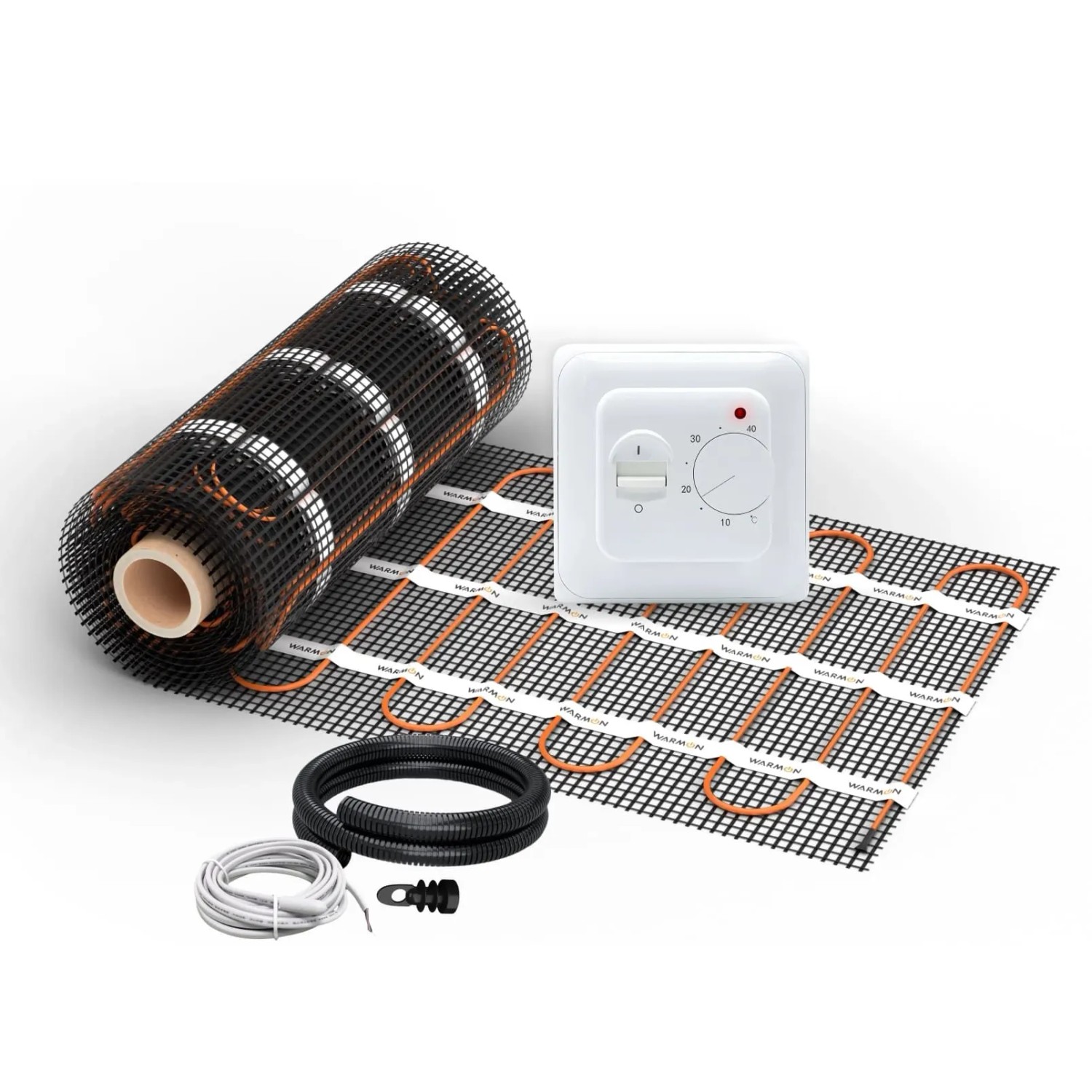 WARMON Fußbodenheizung Elektrisch 2x Matten LIGHT 100 W/m² 5+4 m² inkl. TS 25 Thermostat Analog