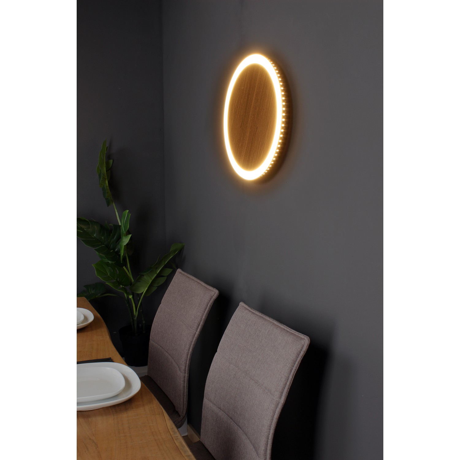 Luce Design LED-Deckenleuchte kaufen cm 40 Holz bei Moon OBI M 1-flammig Ø
