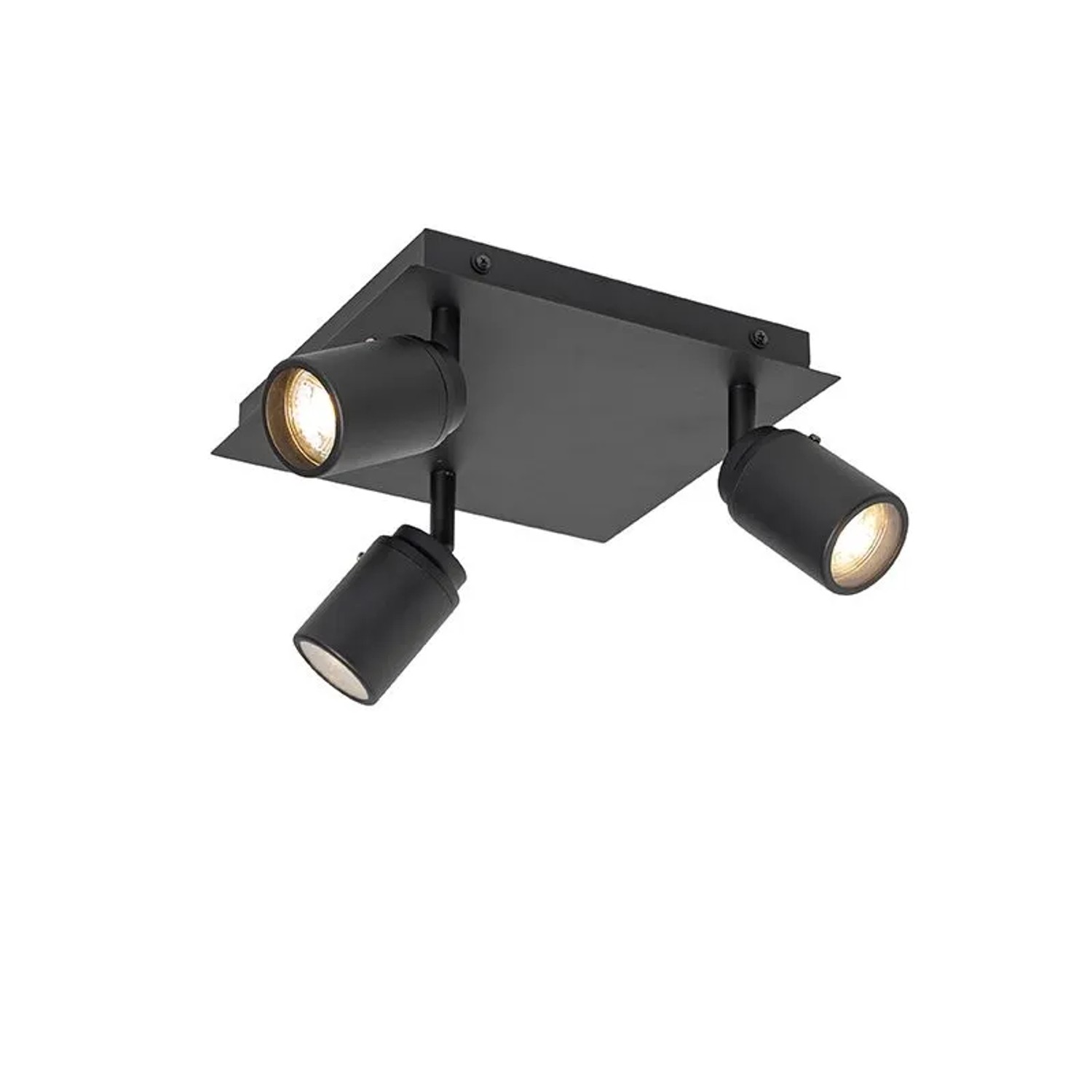 QAZQA Moderner Spot Schwarz Quadratisch 3 Licht IP44 Ducha