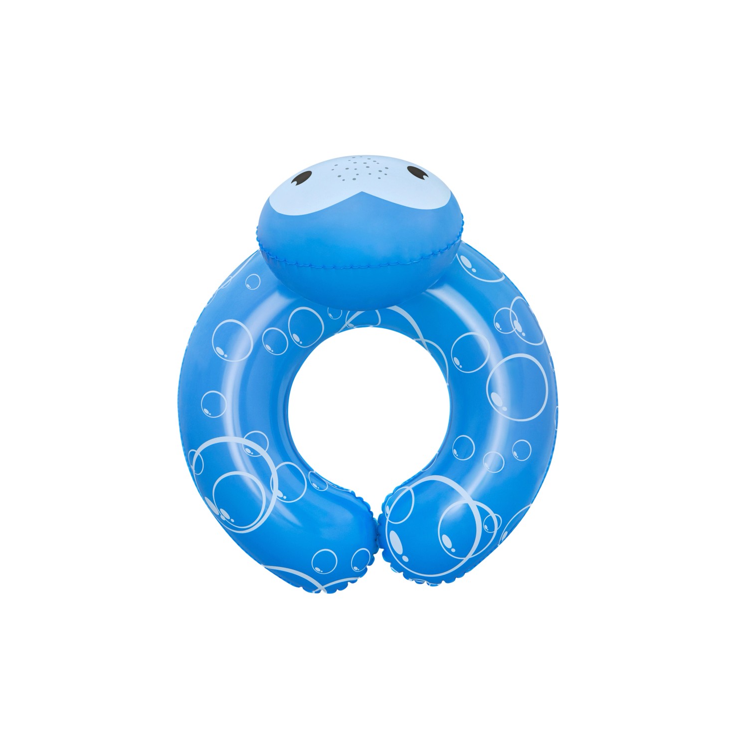 Blauer Bestway Schwimmring mit Tierkopf und Blasenmuster für Kinder ab 2 Jahren.