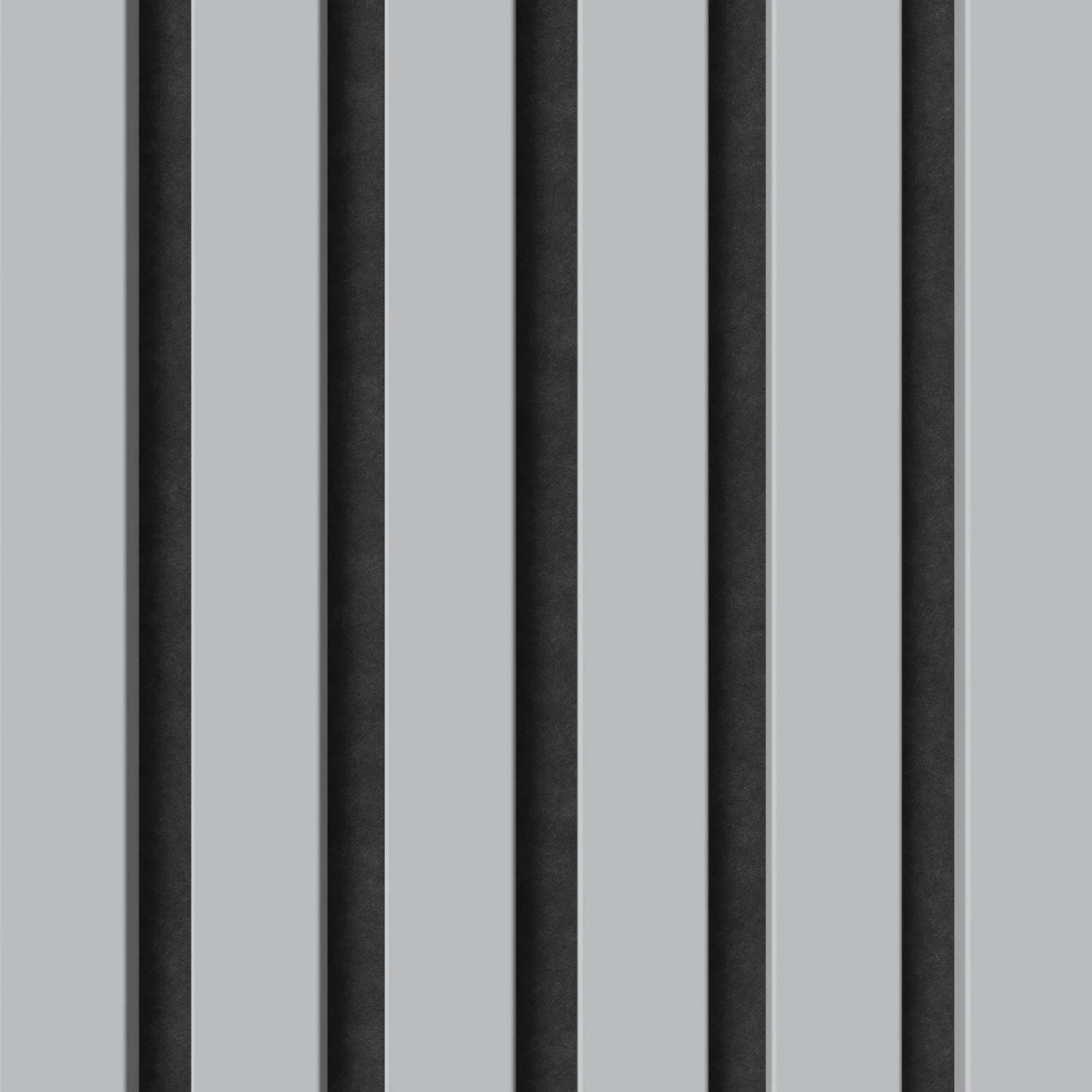Akustikpaneel Muster hellgrau/schwarz: Folierte Holzleisten auf schwarzem Filz für Wand- und Deckenverkleidung.
