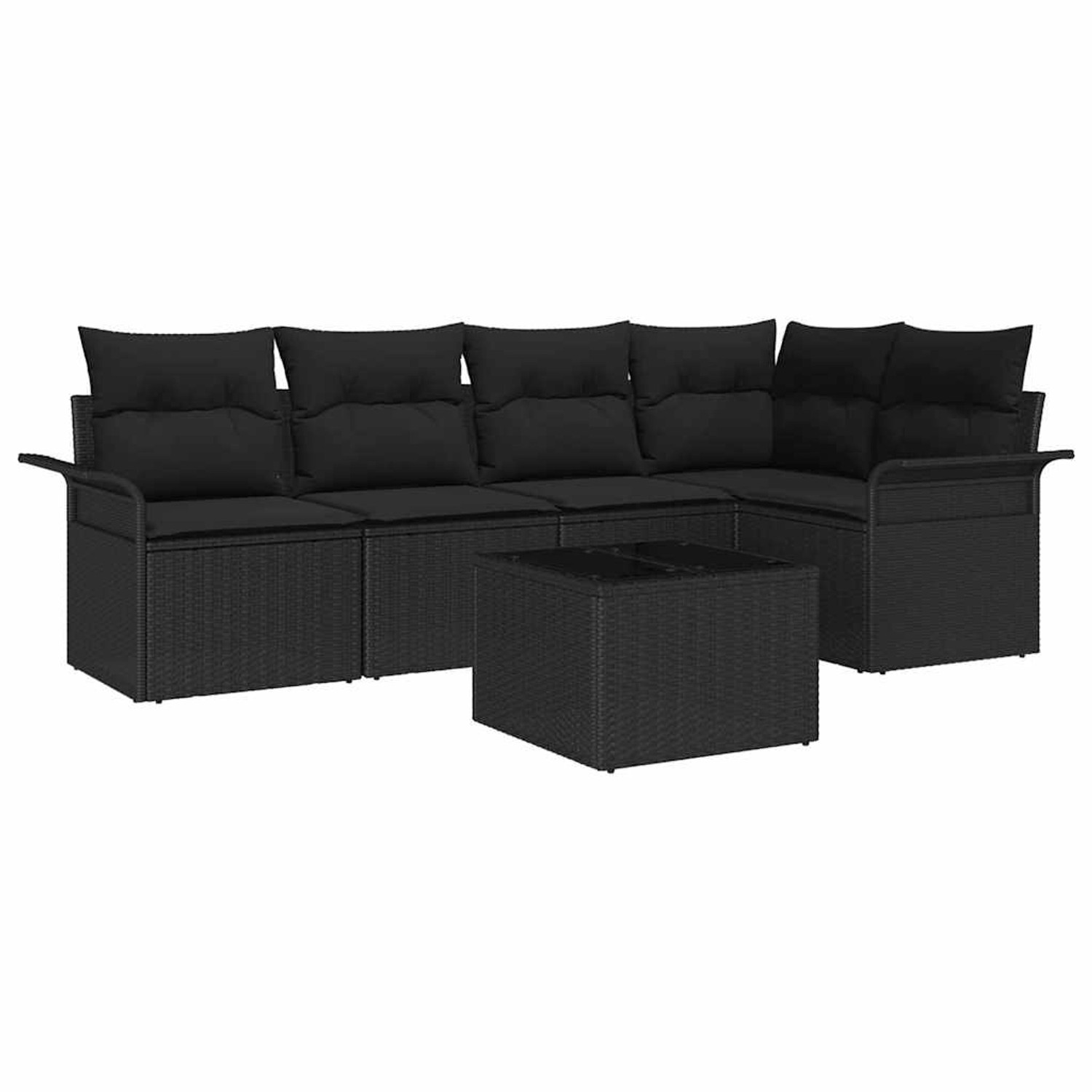 vidaXL Garten-Sofa-Set mit Kissen 6-Tlg Schwarz Poly Rattan 3354042 günstig online kaufen