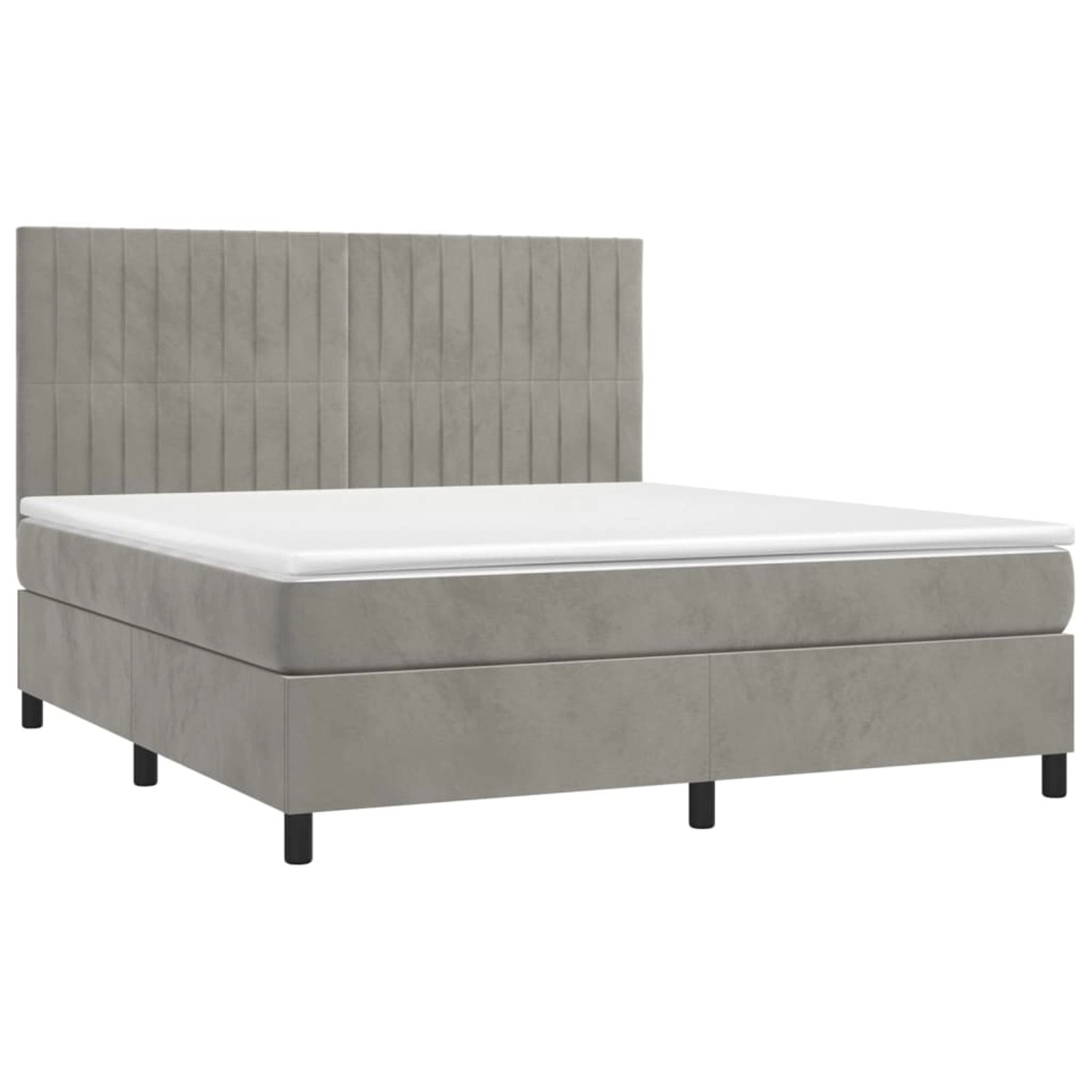 vidaXL Boxspringbett mit Matratze & LED Hellgrau 180x200 cm Samt 3136257 günstig online kaufen