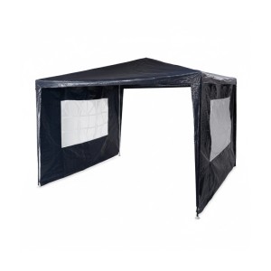 Relaxdays Pavillon Metall Blau Wasserabweisend mit 2 Seitenteilen 3 x 3 m 6,8 kg