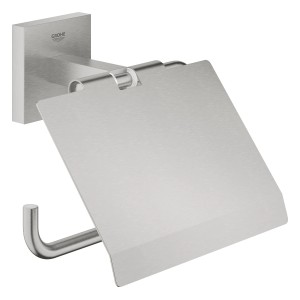 Grohe QuickFix Toilettenpapierhalter Start Cube Supersteel mit Deckel.