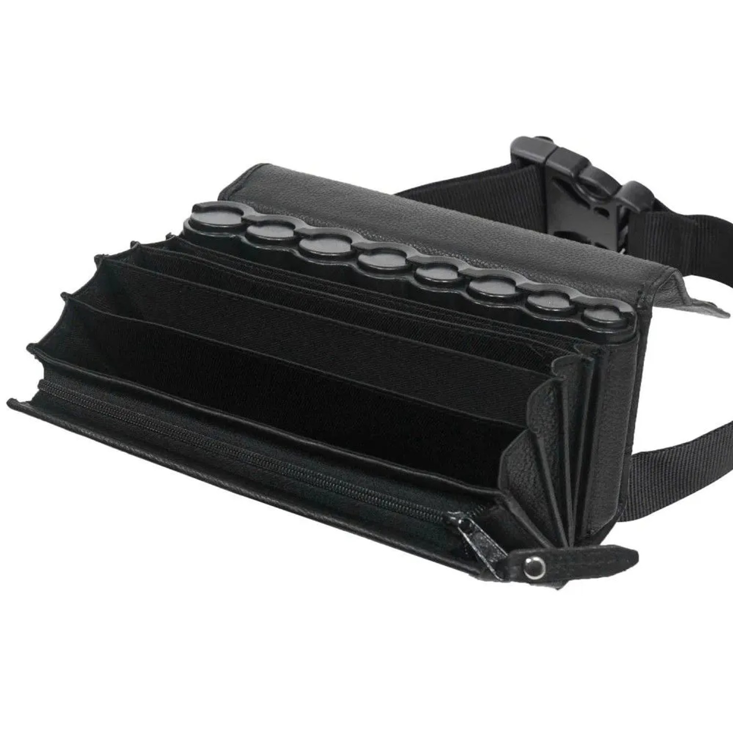 HMF 48830-02 Kellner Geldbörse Leder Gürtel Kellnertasche Euro-Geldwechsler und Reißverschlussfach 21 x 10 x 7 cm Schwarz