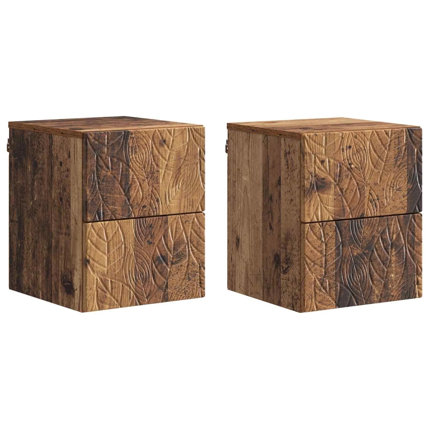 vidaXL Wandmontierter Nachttisch 2 Stk Altholz 34,5 x 33 x 40 cm 898822
