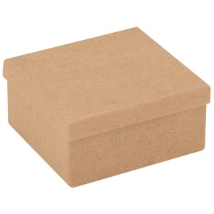 Quadratische Pappbox mit Deckel, 102x102x50 mm, ideal zum Basteln und Bemalen.